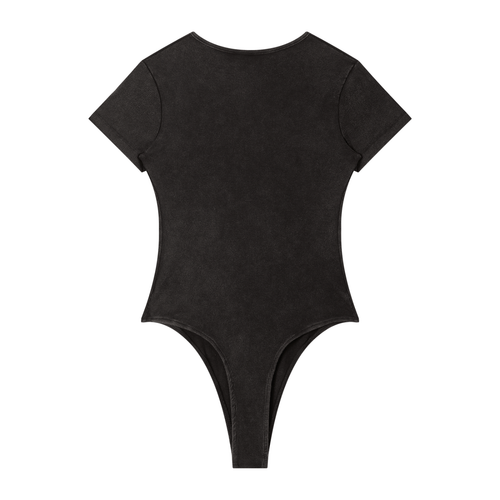 body donna cotone spesso,bodysuit lavaggio minerale,abbigliamento streetwear donna,body aderente manica corta,bodycon fit strutturato,aluma abbigliamento,streetwear sardegna