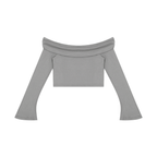 crop top spalle scoperte,maglia maniche a campana adere,top streetwear donna,crop top pesante,abbigliamento urban contrasto,aluma shop,maglia off-shoulder nera