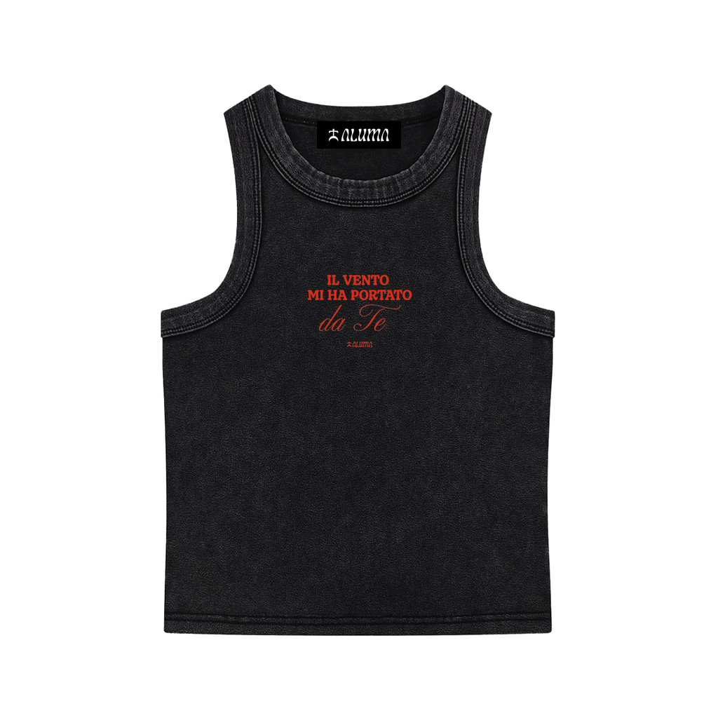 crop top cotone spesso,tank top lavaggio acido,top aderente streetwear,maglietta senza maniche snow ,abbigliamento donna urban,top strutturato estate