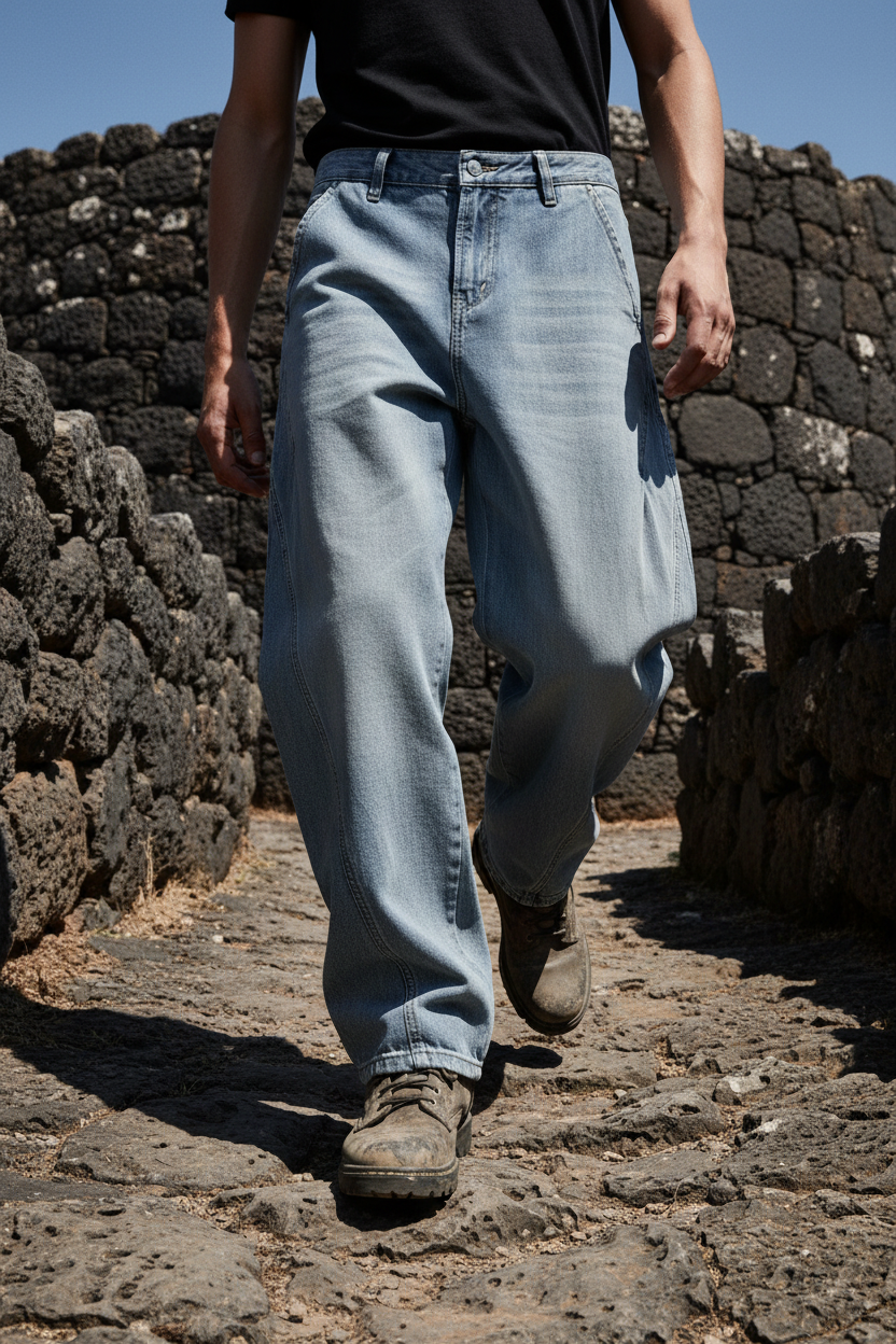 ALUMA | PANTALONE DENIM BARREL UOMO - VINTAGE WASH