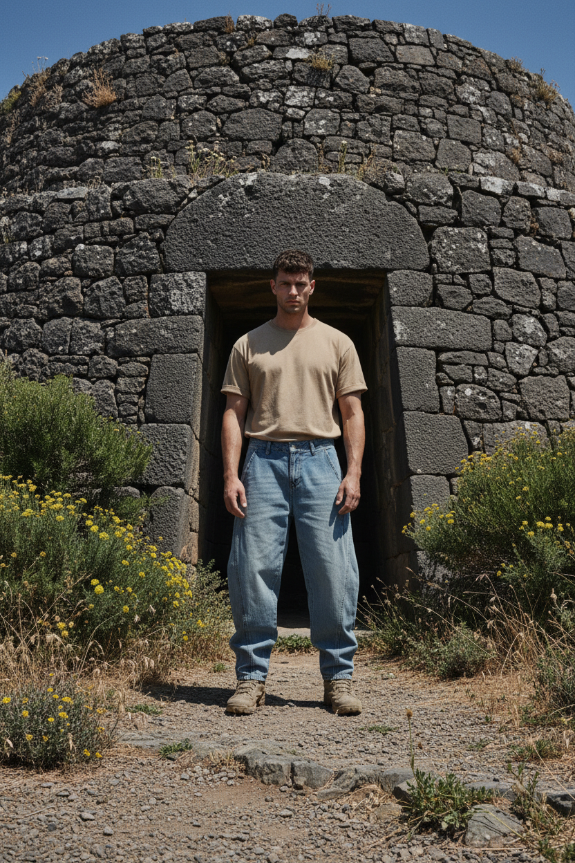 ALUMA | PANTALONE DENIM BARREL UOMO - VINTAGE WASH
