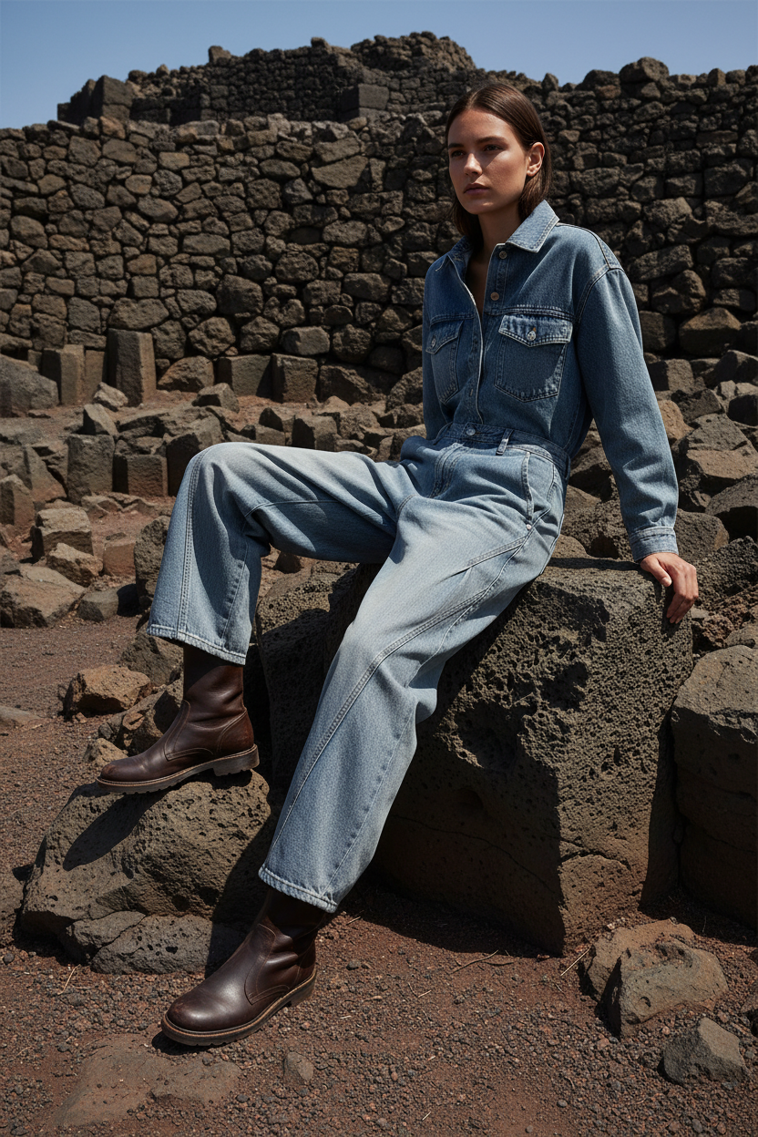 ALUMA | PANTALONE DENIM BARREL UOMO - VINTAGE WASH