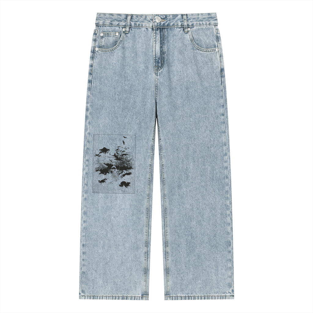 jeans dritti unisex streetwear,denim vintage straight leg,jeans heavyweight larghi,jeans grigi washed rilassati,pantaloni denim autentici,aluma straight jeans