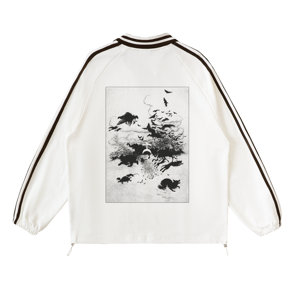 elpa Revers,Colletto a Contrasto,100% Cotone,Felpa Unisex,Preppy Streetwear,Felpa Loose,Raglan Sleeve