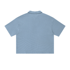 polo boxy uomo streetwear,waffle polo vintage,polo nido d'ape oversize,polo scollo a v senza bottoni,aluma waffle shirt,abbigliamento minimal unisex