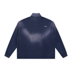 Felpa Quarter Zip,Sun Fade,Raw Edge,Oversize,Felpa Vintage,Streetwear Unisex,Felpa Spessa,Drop Shoulder