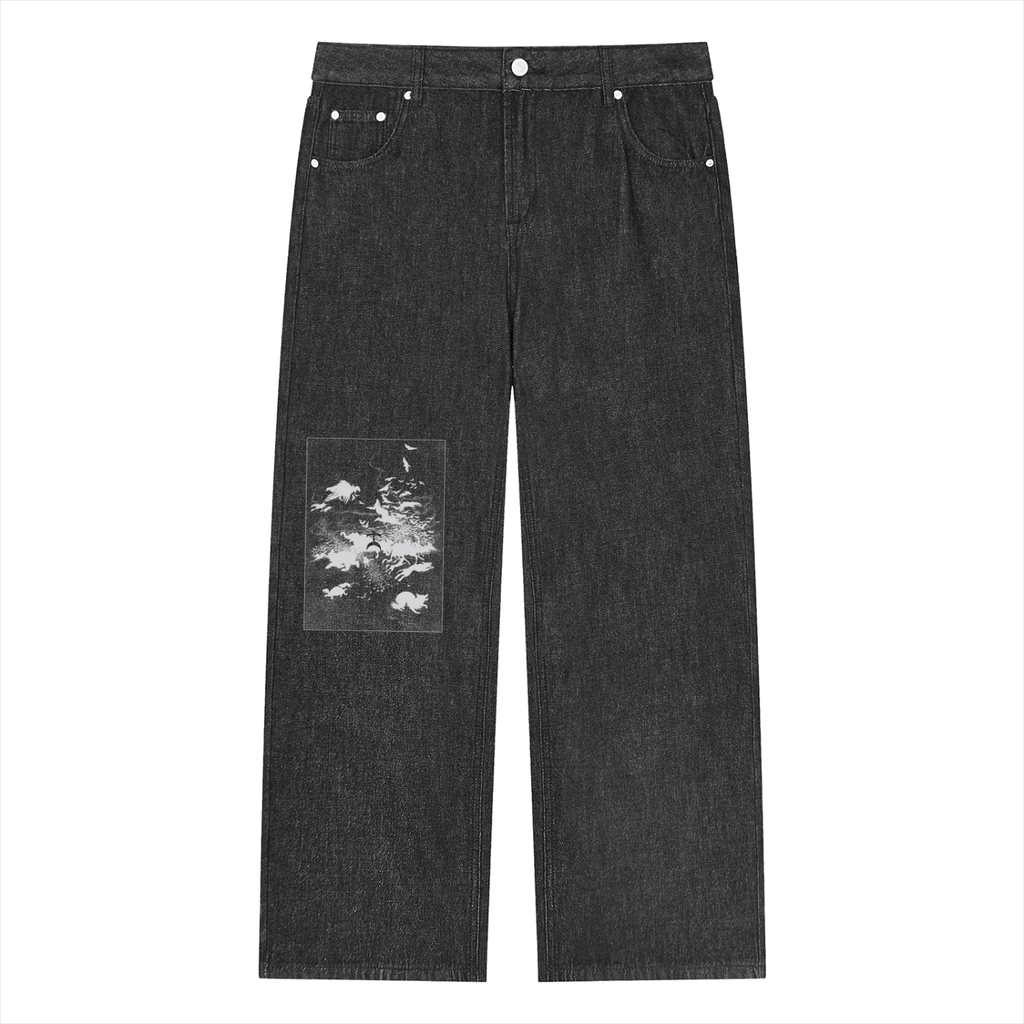 jeans dritti unisex streetwear,denim vintage straight leg,jeans heavyweight larghi,jeans grigi washed rilassati,pantaloni denim autentici,aluma straight jeans