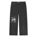 jeans dritti unisex streetwear,denim vintage straight leg,jeans heavyweight larghi,jeans grigi washed rilassati,pantaloni denim autentici,aluma straight jeans