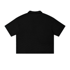 polo boxy uomo streetwear,waffle polo vintage,polo nido d'ape oversize,polo scollo a v senza bottoni,aluma waffle shirt,abbigliamento minimal unisex