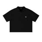 polo boxy uomo streetwear,waffle polo vintage,polo nido d'ape oversize,polo scollo a v senza bottoni,aluma waffle shirt,abbigliamento minimal unisex