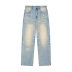 Streetwear Denim,Jeans Wide Leg,Unisex Streetwear,Denim a gamba larga,Jeans vita media,Sun Fade Denim,Raw Hem Jeans,ALUMA Sardinia,Sardinian Streetwear