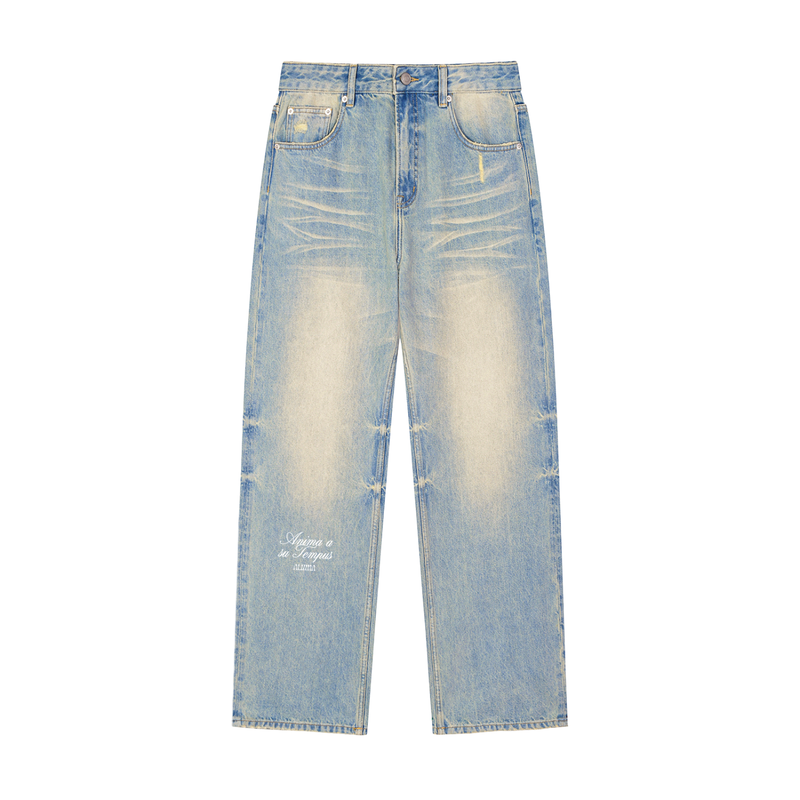 Streetwear Denim,Jeans Wide Leg,Unisex Streetwear,Denim a gamba larga,Jeans vita media,Sun Fade Denim,Raw Hem Jeans,ALUMA Sardinia,Sardinian Streetwear