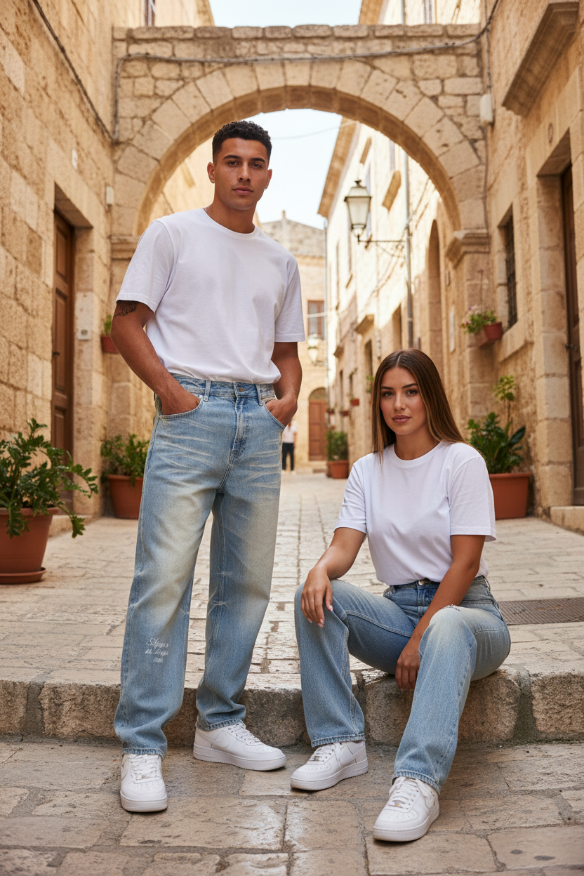 Jeans Streetwear ALUMA "Sun Fade" - Jeans Raw Hem Design Sardo e Qualità Premium