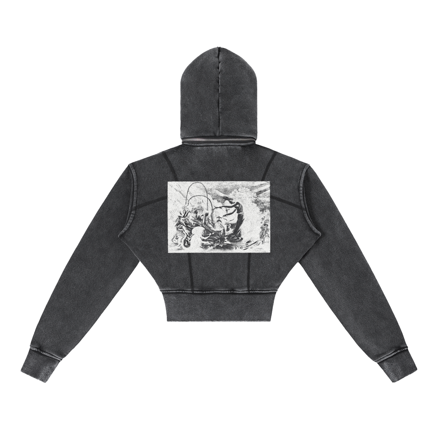 Cropped Hoodie Vintage,Felpa Corta Streetwear,ALUMA Women's Hoodie,Vintage Wash Fleece,Felpa in Pile Pesante,Streetwear Sardo Design,Crop Top Hoodie Urban