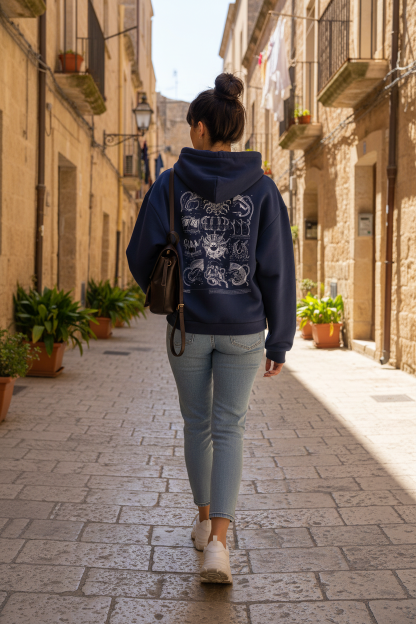 ALUMA "Veloce" Cropped Hoodie - Felpa Corta con Bande a Contrasto e Design Urban