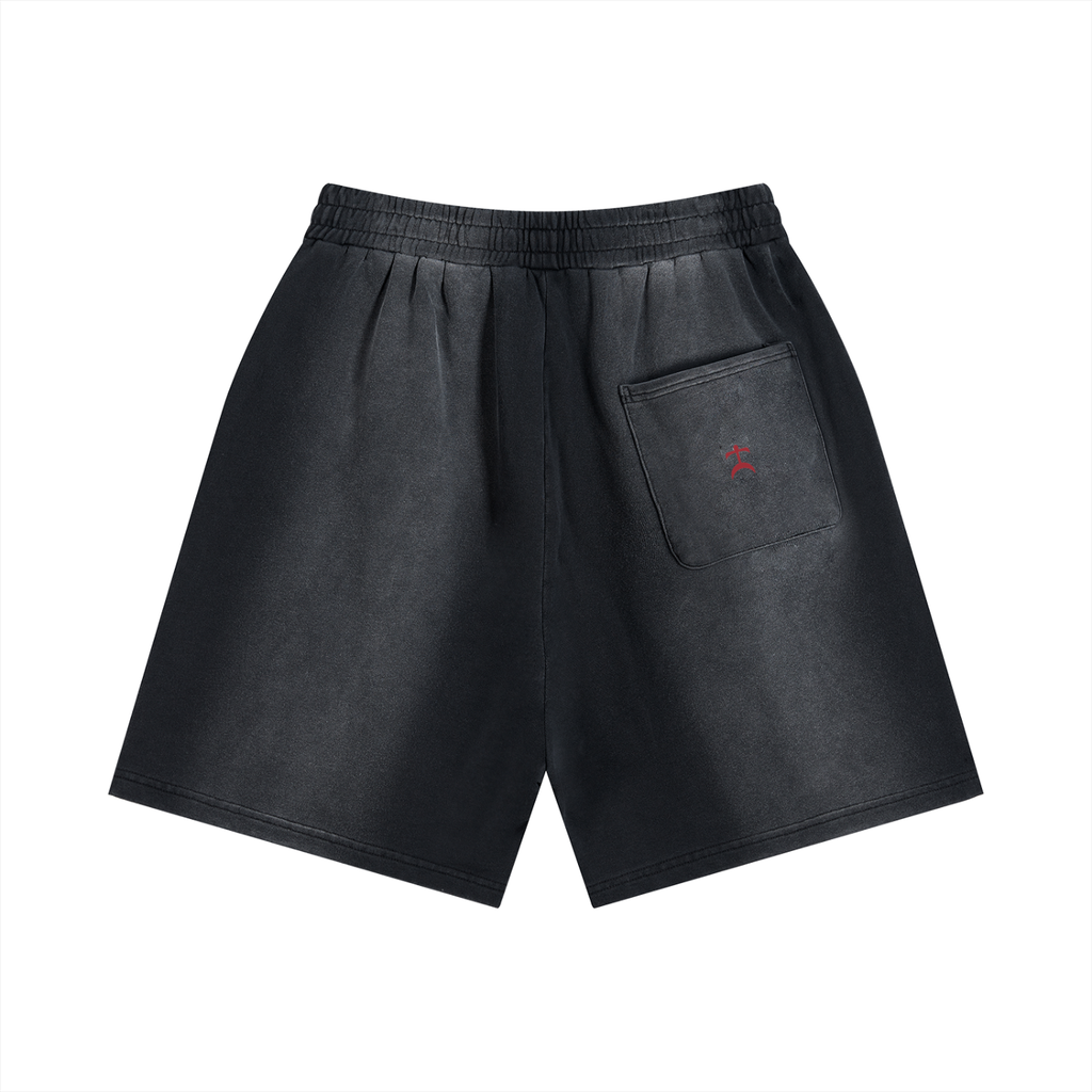 shorts distressed,sun fade,streetwear brutale,shorts loose,urban wear,design essenziale
