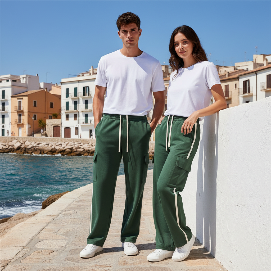 Pantaloni Loose Streetwear Aluma - Banda Laterale e Gamba Dritta Unisex