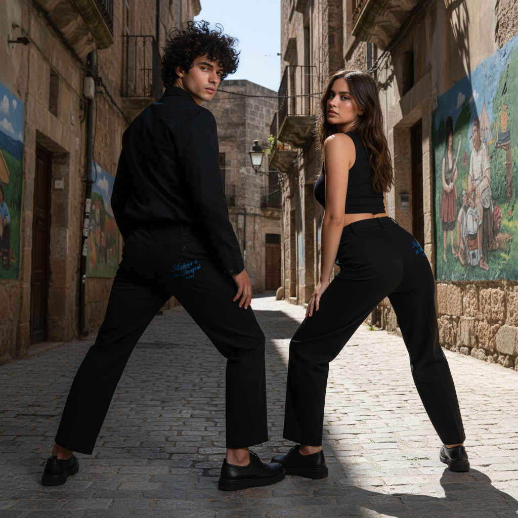Pantaloni Unisex Anima Sarda - Gamba Dritta Vita Regolabile - ALUMA