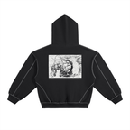 Hoodie Boxy,Felpa Oversize,Cuciture a Contrasto,Fleece Hoodie,Streetwear Unisex,Drop Shoulder,Felpa Spessa