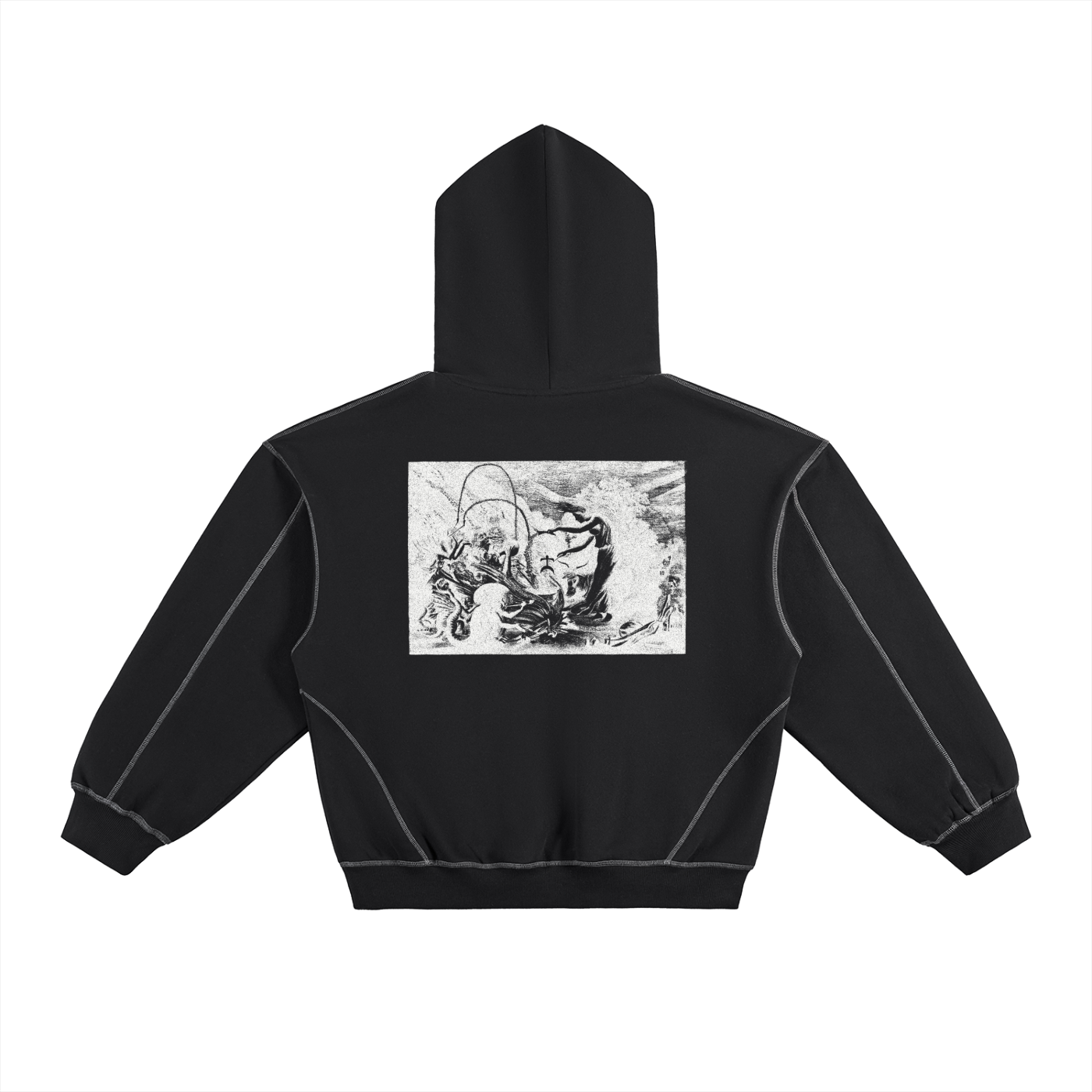 Hoodie Boxy,Felpa Oversize,Cuciture a Contrasto,Fleece Hoodie,Streetwear Unisex,Drop Shoulder,Felpa Spessa