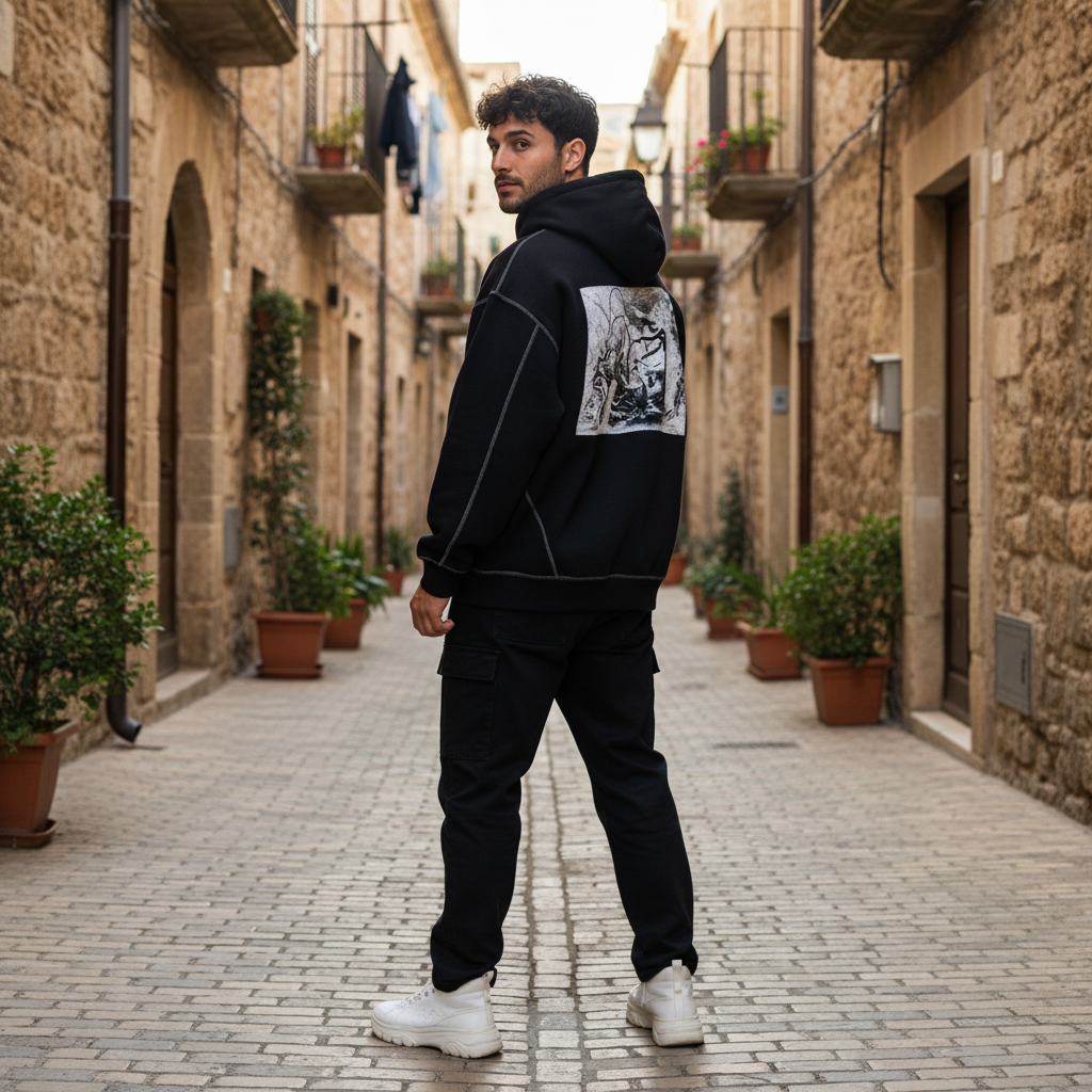 Felpa Boxy Oversize con Cuciture a Contrasto - Fleece Streetwear Aluma