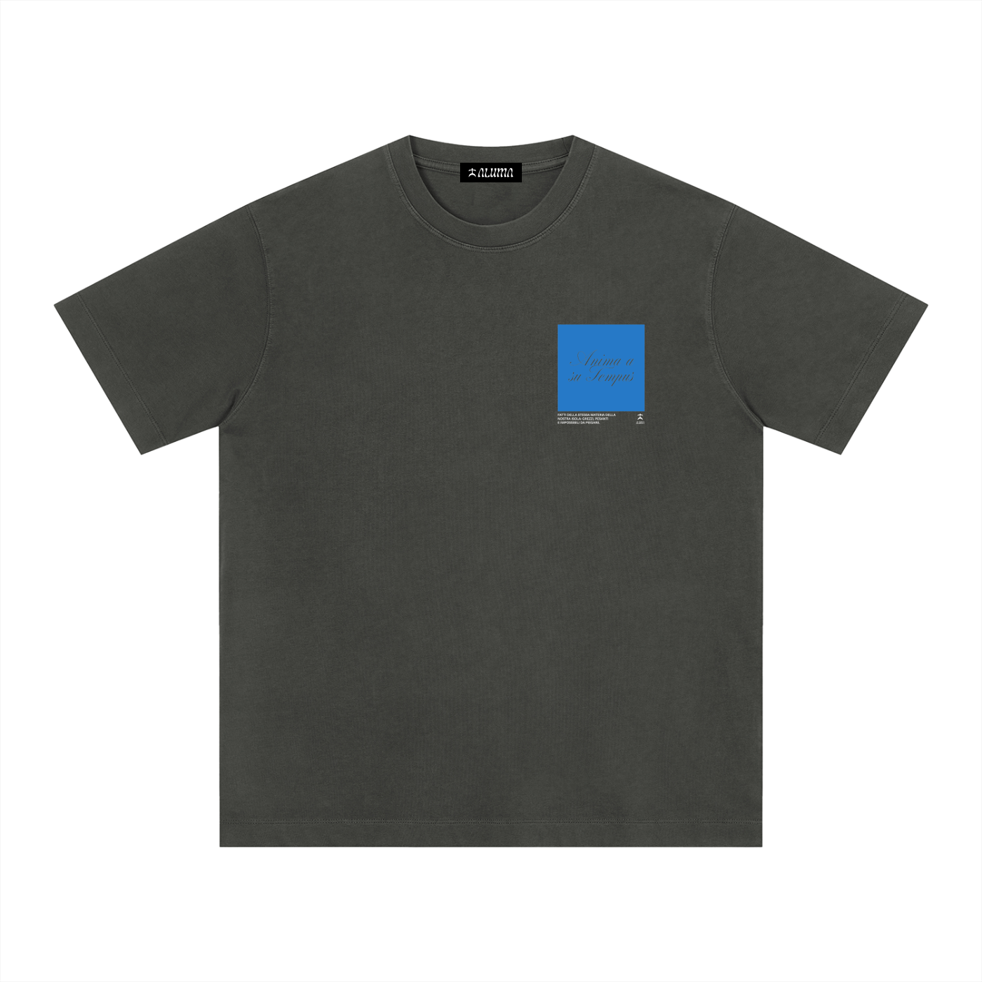 t-shirt boxy pesante,maglietta cotone 230gsm,vintage wash tee,aluma boxy t-shirt,streetwear unisex estiva