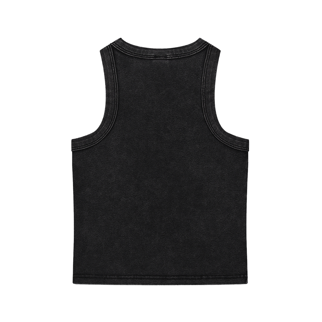 crop top cotone spesso,tank top lavaggio acido,top aderente streetwear,maglietta senza maniche snow ,abbigliamento donna urban,top strutturato estate