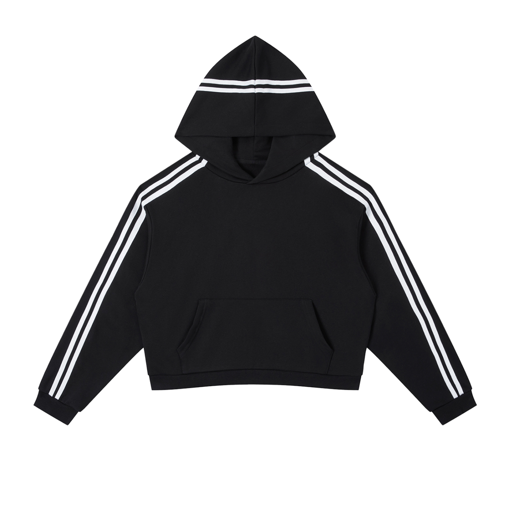 Cropped Hoodie Side Stripe,Felpa Corta con Bande,ALUMA Streetwear,Hoodie Urban Donna,Felpa Boxy Fit,Streetwear Sardo,Tracksuit Cropped Hoodie