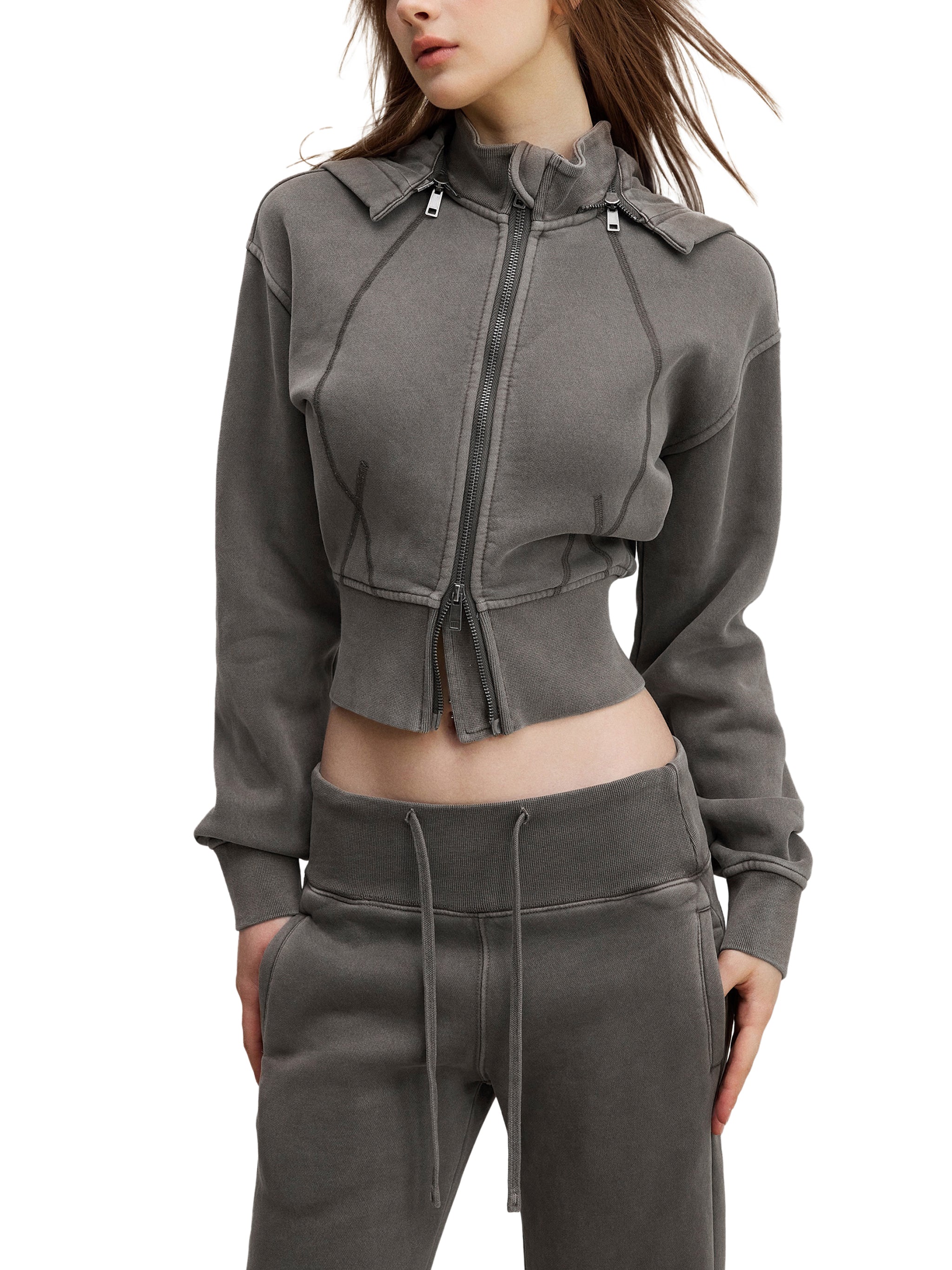 Cropped Hoodie Vintage,Felpa Corta Streetwear,ALUMA Women's Hoodie,Vintage Wash Fleece,Felpa in Pile Pesante,Streetwear Sardo Design,Crop Top Hoodie Urban