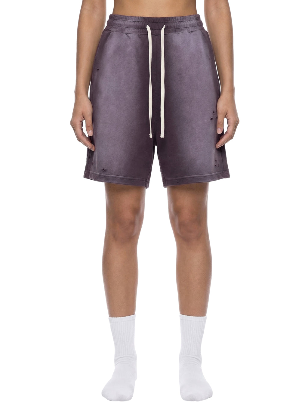 shorts distressed,sun fade,streetwear brutale,shorts loose,urban wear,design essenziale