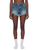 ALUMA | Women's Vintage Wash Raw Hem Denim Shorts