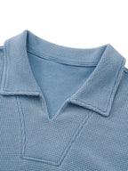 polo boxy uomo streetwear,waffle polo vintage,polo nido d'ape oversize,polo scollo a v senza bottoni,aluma waffle shirt,abbigliamento minimal unisex
