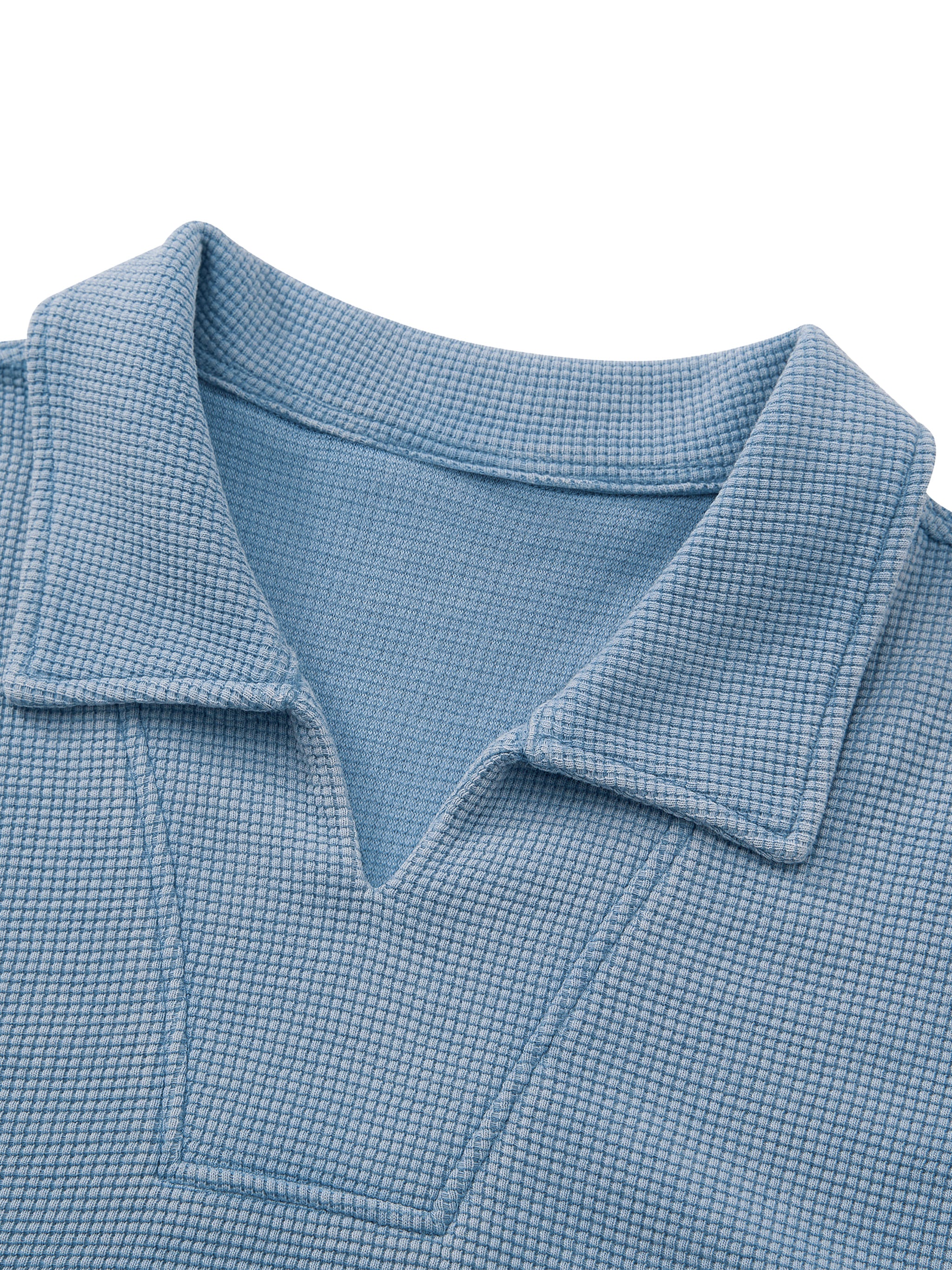 polo boxy uomo streetwear,waffle polo vintage,polo nido d'ape oversize,polo scollo a v senza bottoni,aluma waffle shirt,abbigliamento minimal unisex